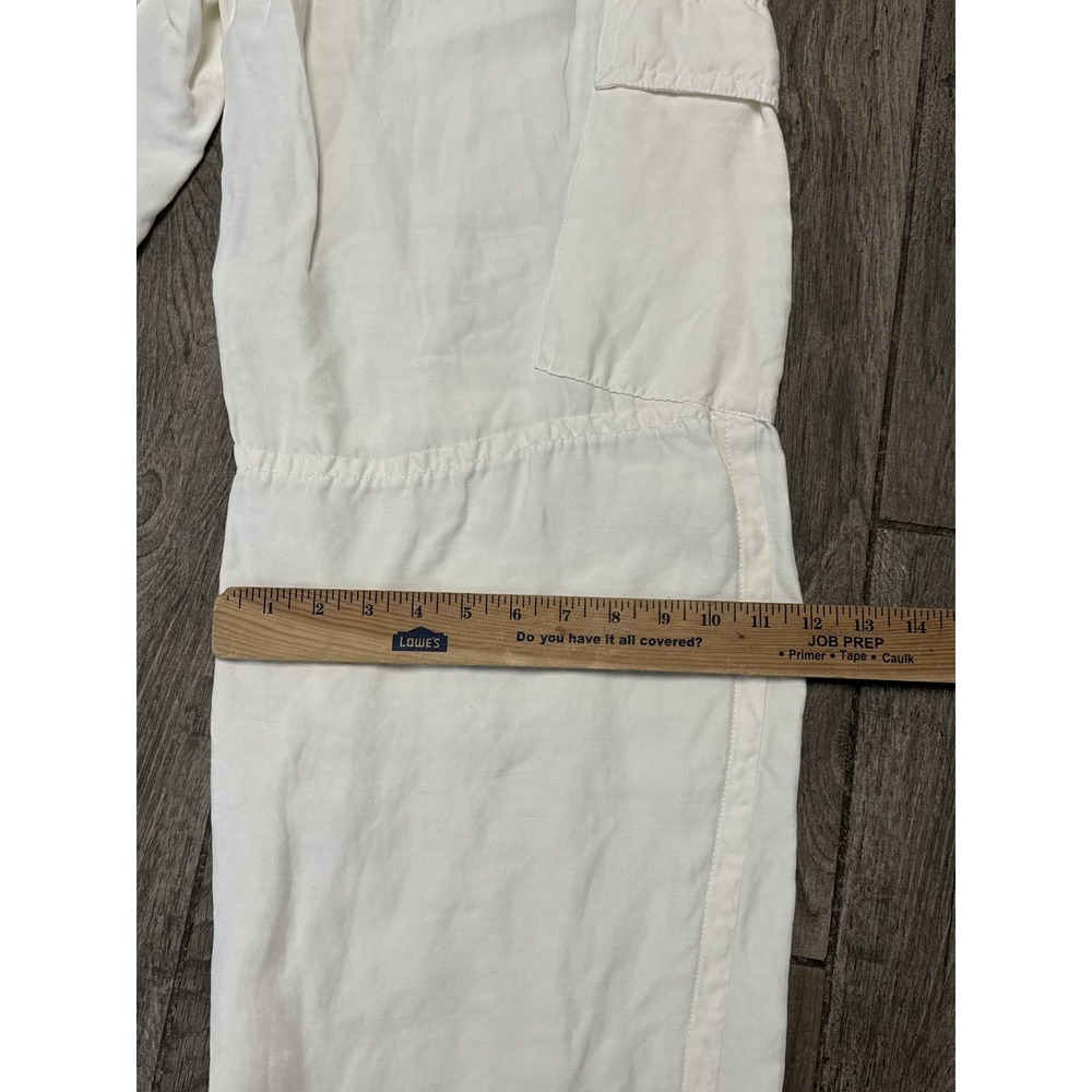 Vince Cargo Pants Womens 10 White Linen Blend Utility Relaxed Fit Pocket Casual - Picture 7 of 8